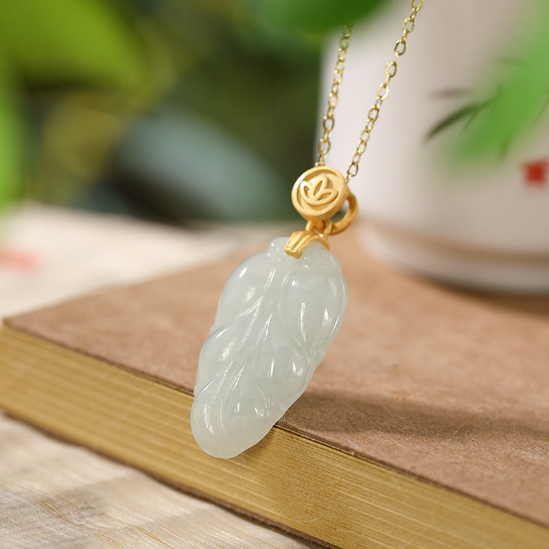 【Jadeite】S925 Silver Leaf Jade Necklace
