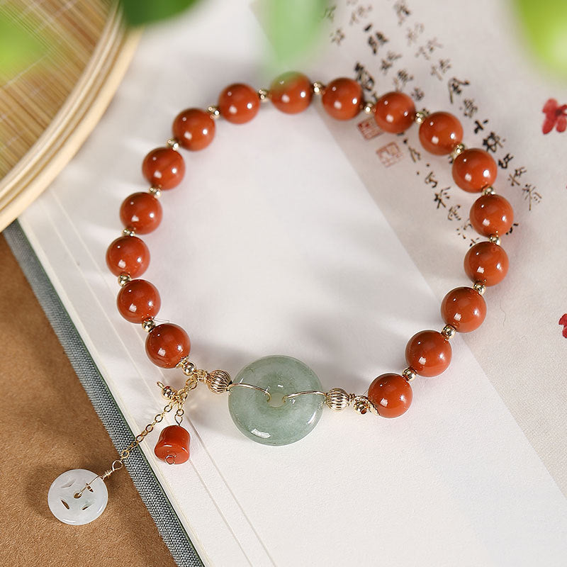 【Jadeite】Antique Design Gourd Jade Bracelet