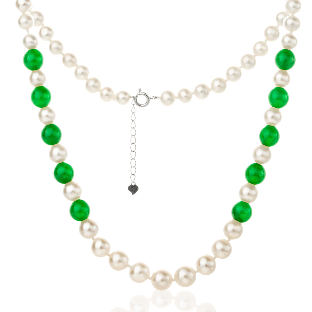【Chalcedony】8MM S925 Pearl Jade Necklace