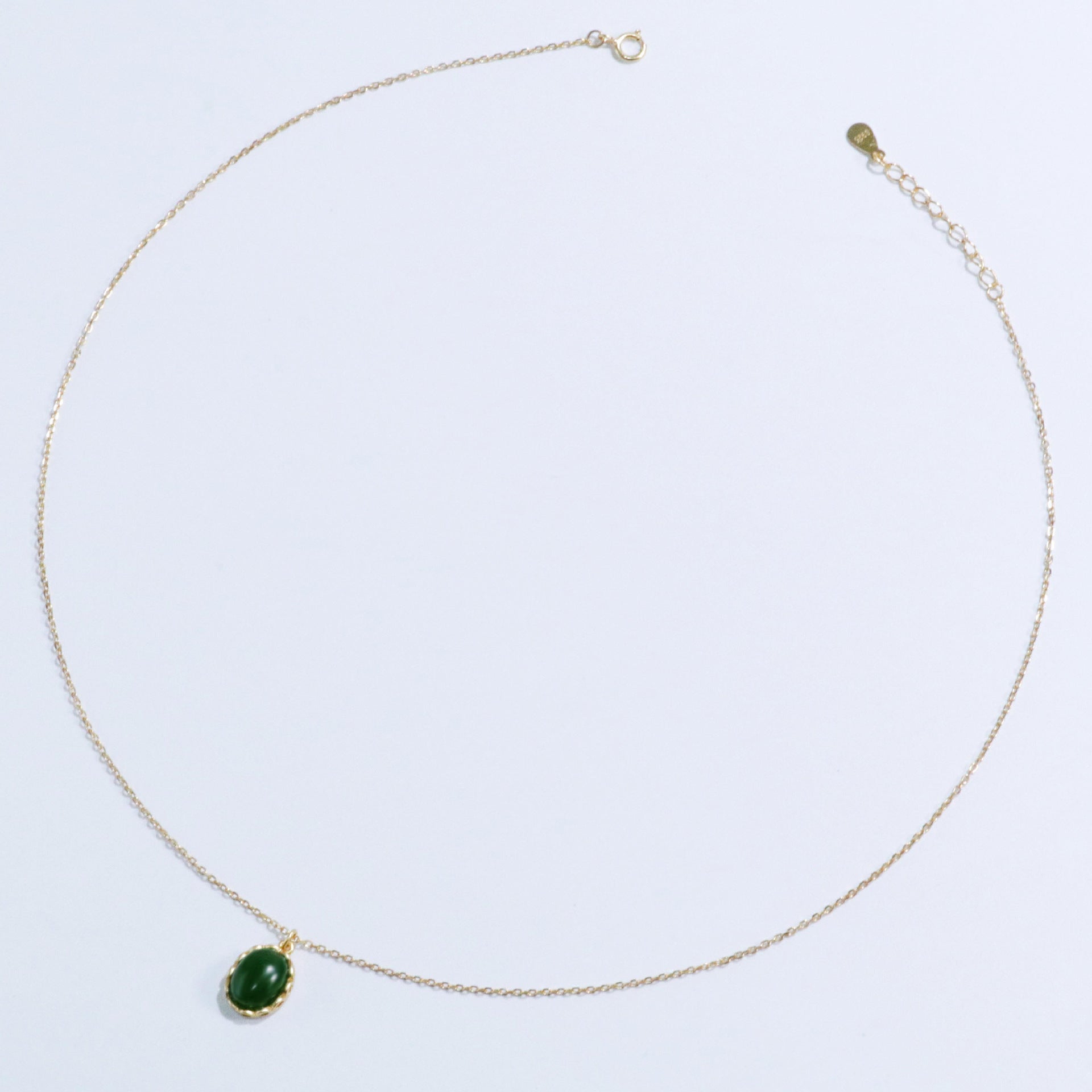 【Agate】Ellipse Round Green Agate Necklace