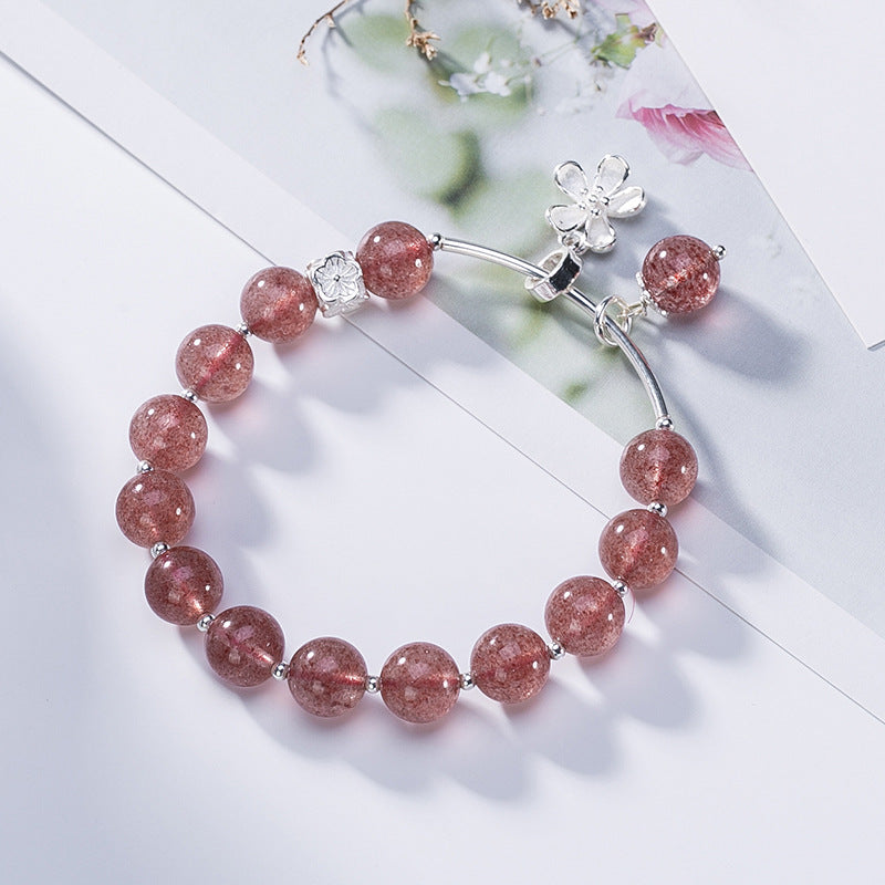 Floral Rose Quartz Beaded Bracelet
