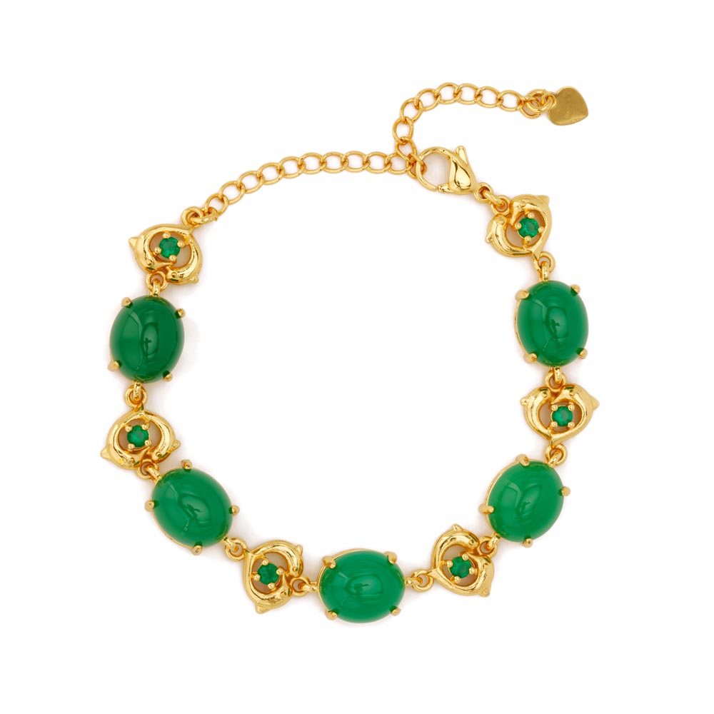 【Agate】Dolphin Green Natural Jade Bracelet