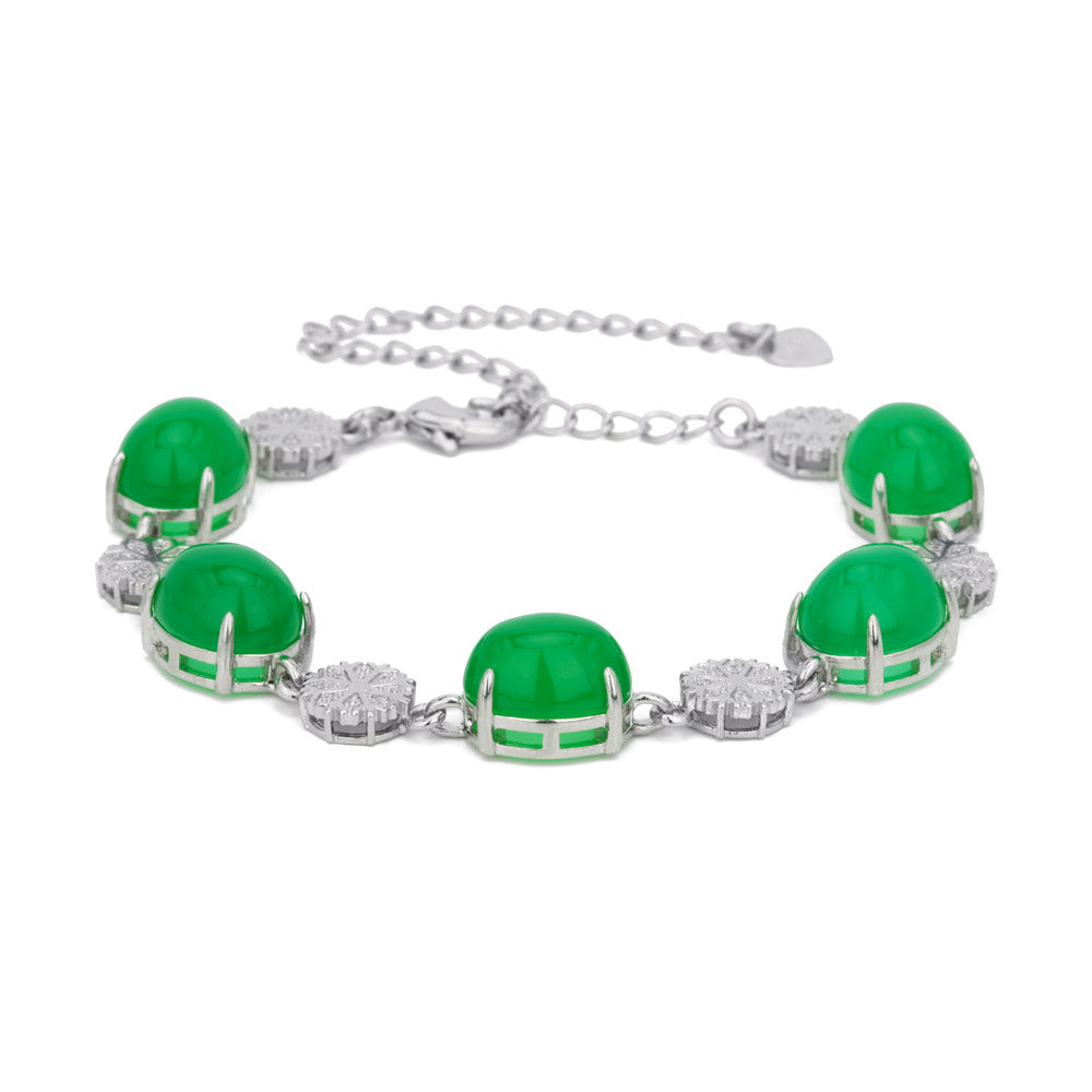 【Agate】Snow Green Natural Jade Bracelet