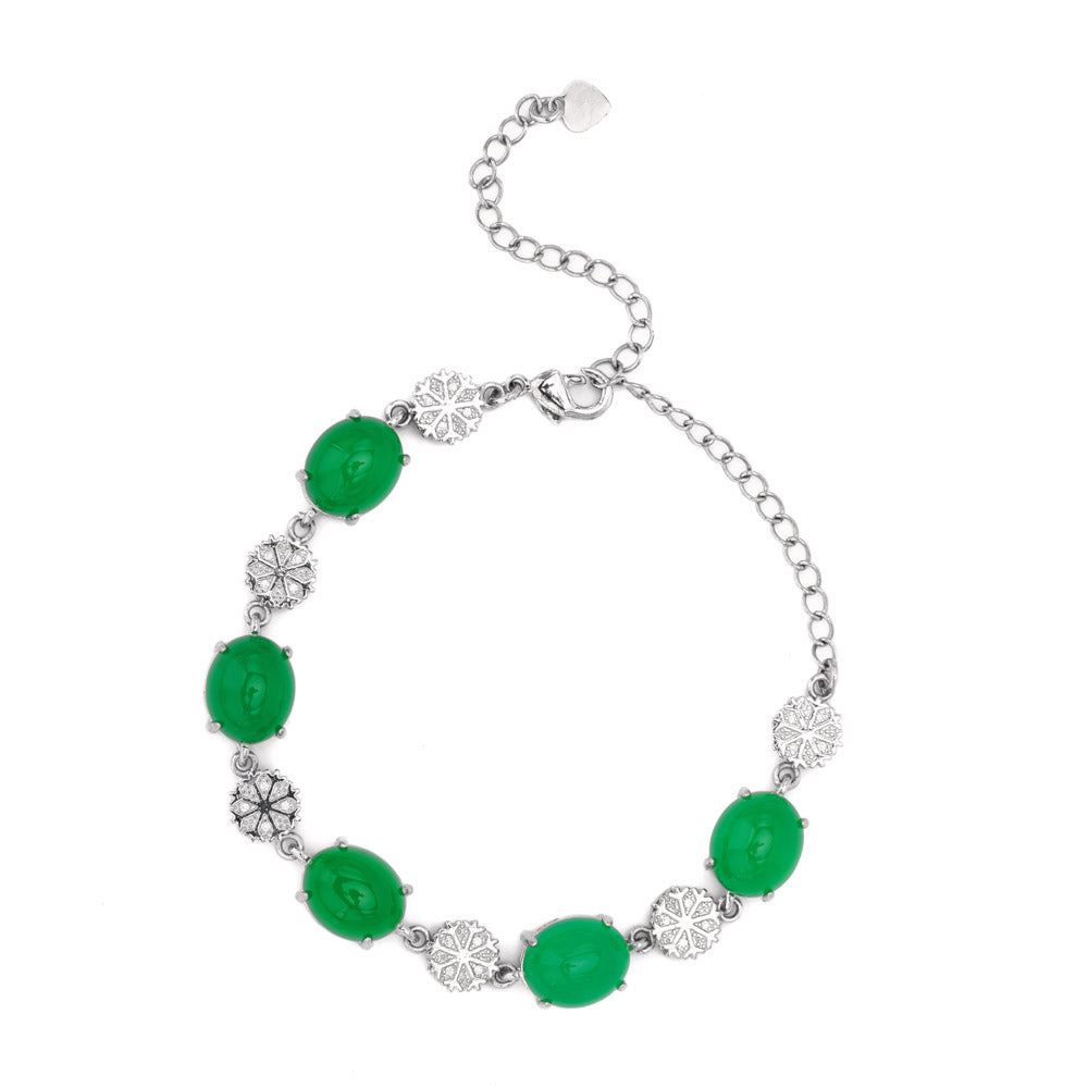 【Agate】Snow Green Natural Jade Bracelet