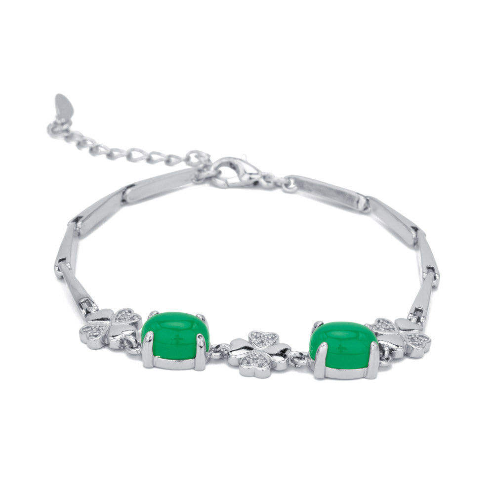 【Agate】Lucky Clover Natural Jade Bracelet