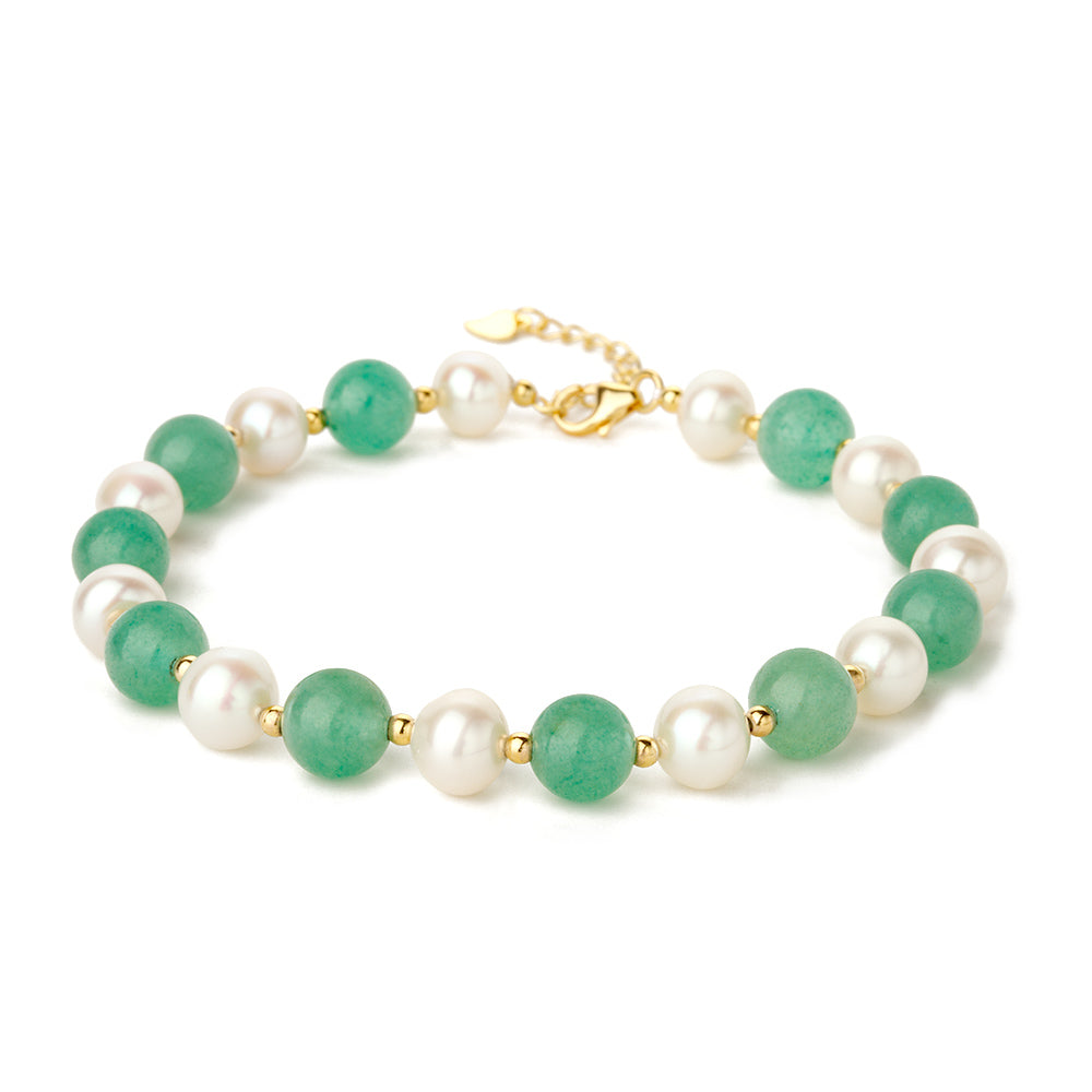 【Aventurine】S925 Freshwater Pearl Jade Bracelet