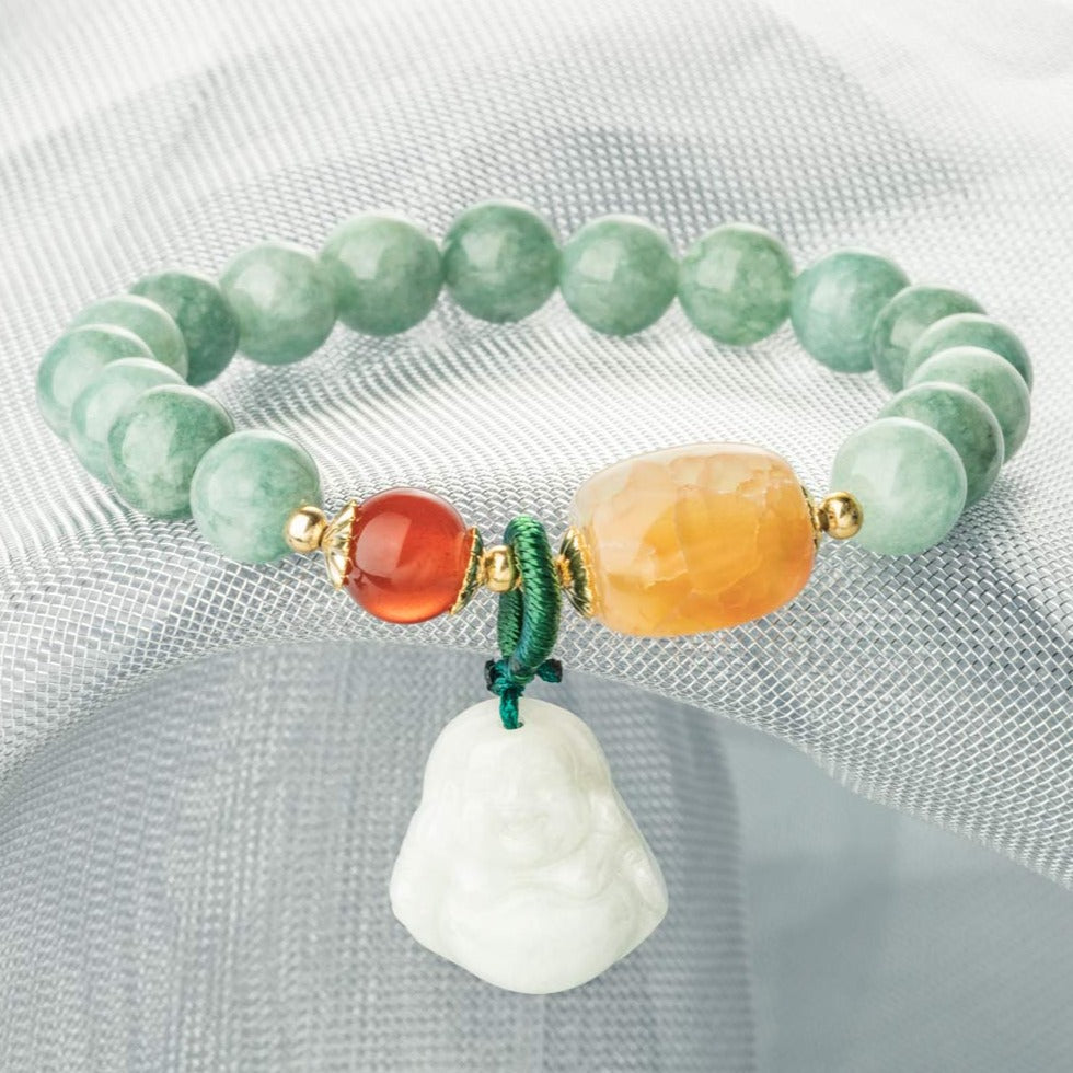 【Aventurine】 Beaded Jade Buddha Bracelet