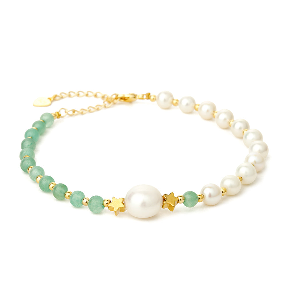 【Aventurine】Freshwater Pearl Beaded Bracelet