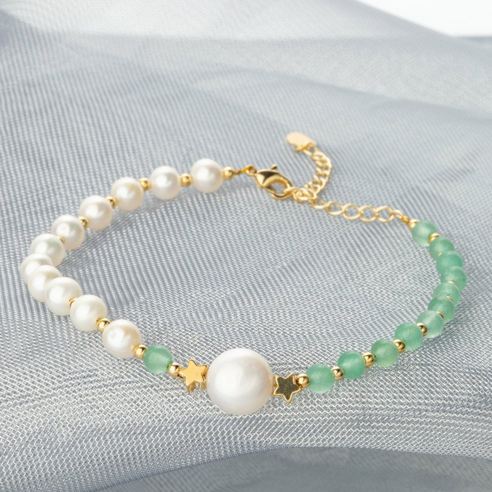 【Aventurine】Freshwater Pearl Beaded Bracelet