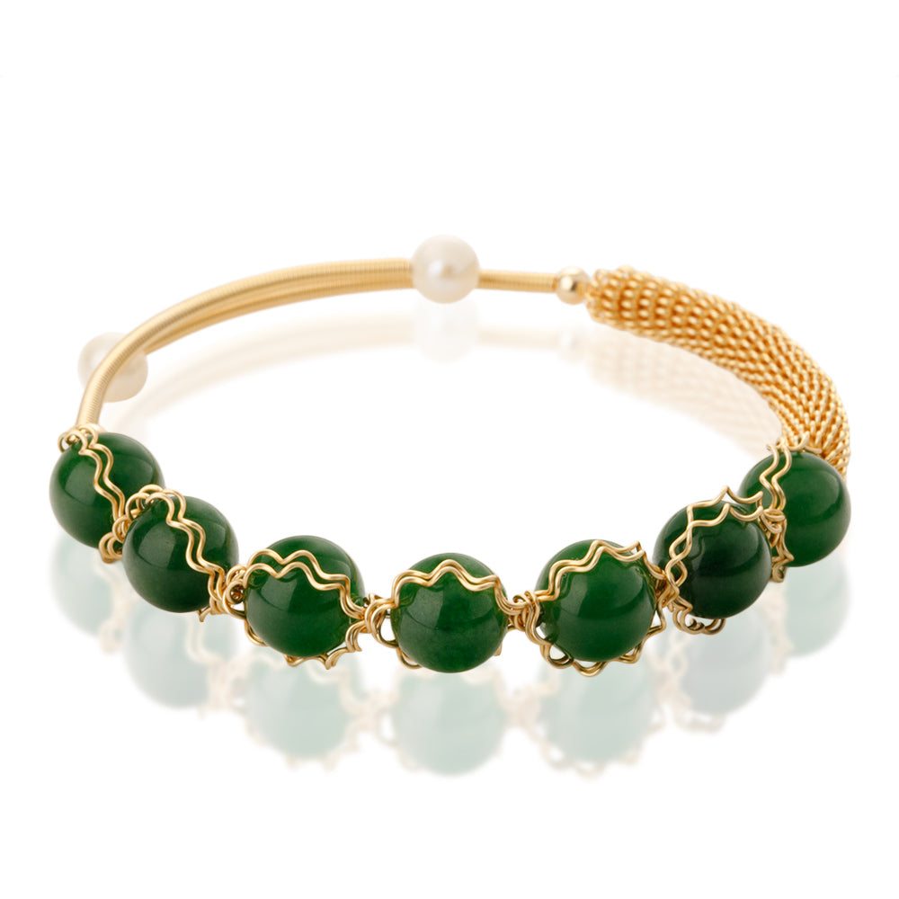 【Jadeite】Beaded Jade Bracelet