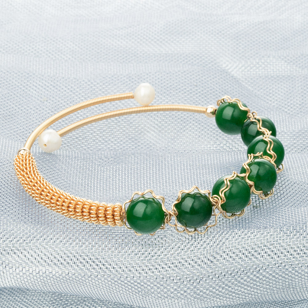 【Jadeite】Beaded Jade Bracelet