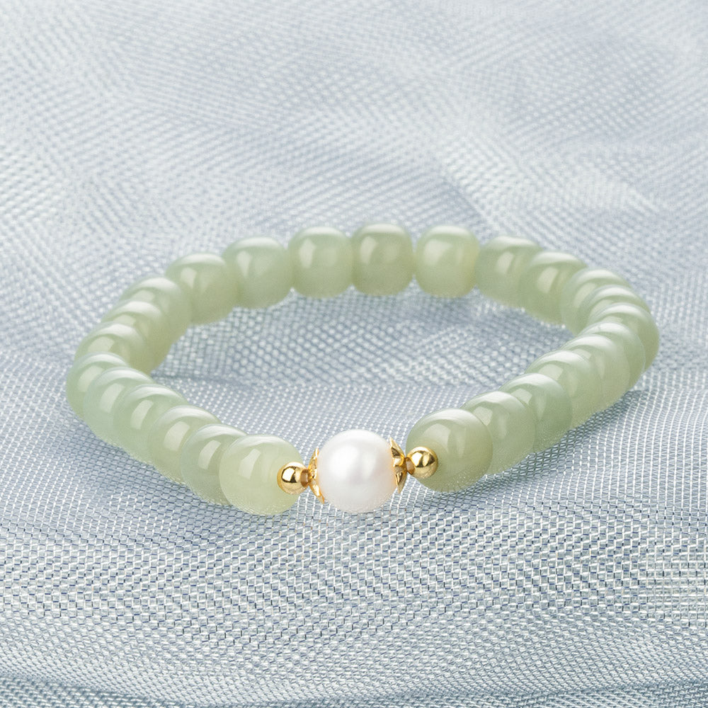 【Celadonish Jade】Pearl Jade Bracelet