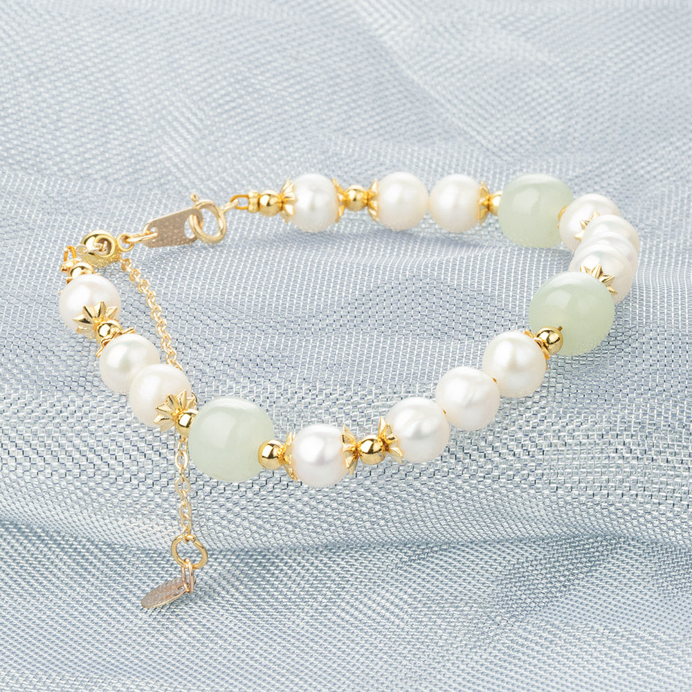 【Hetian Jade】Pearl Jade Beaded Bracelet