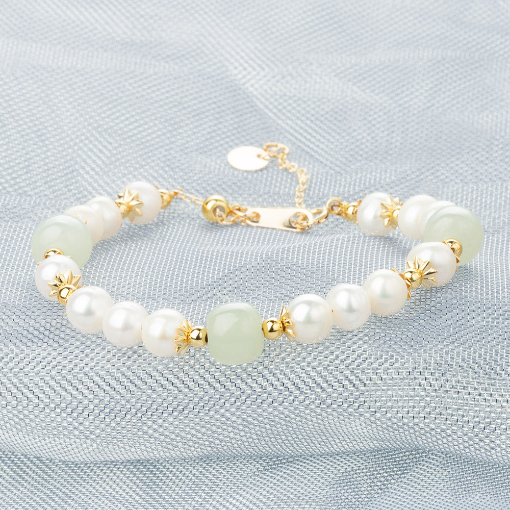【Hetian Jade】Pearl Jade Beaded Bracelet