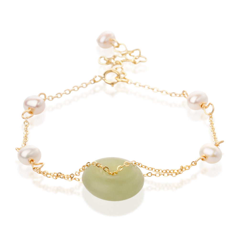 【Hetian Jade】Celadonish Jade Circle Bracelet