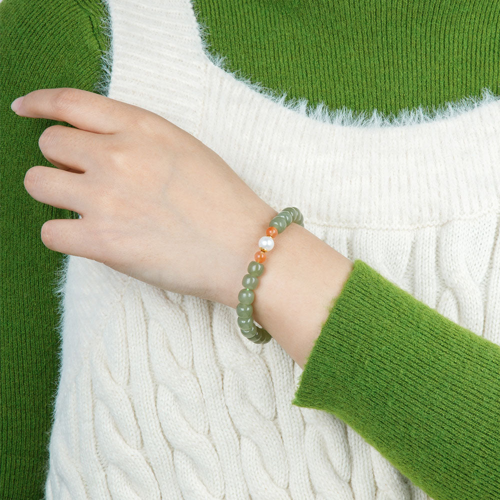 [Hetian Jade] Beaded Pearl Bracelet