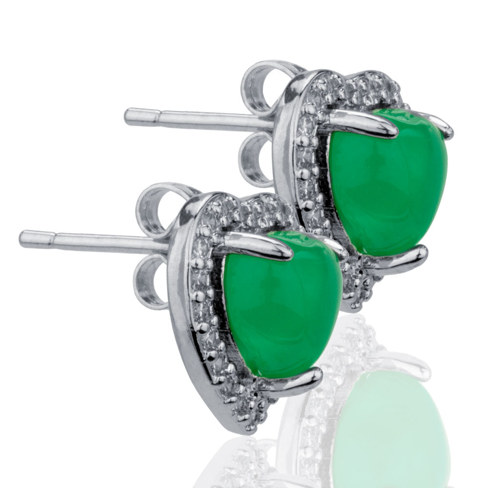 【Agate】Heart Natural Jade Earrings