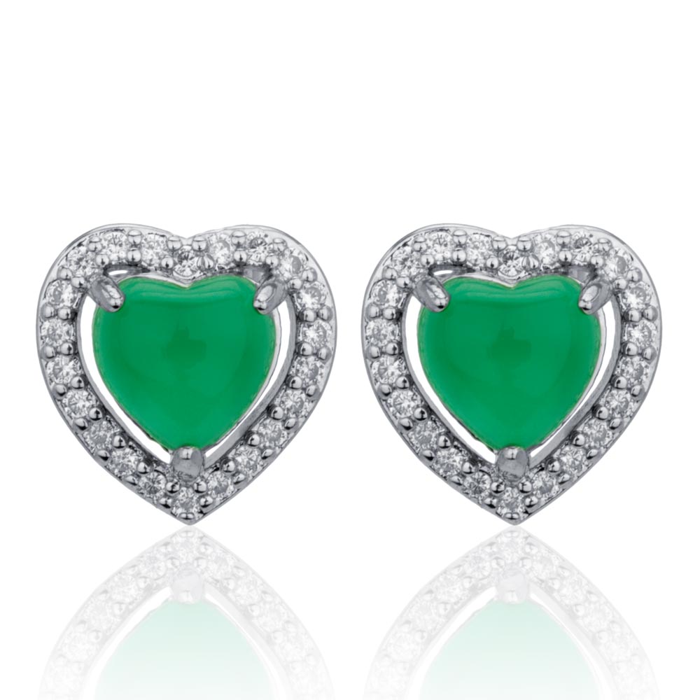 【Agate】Heart Natural Jade Earrings