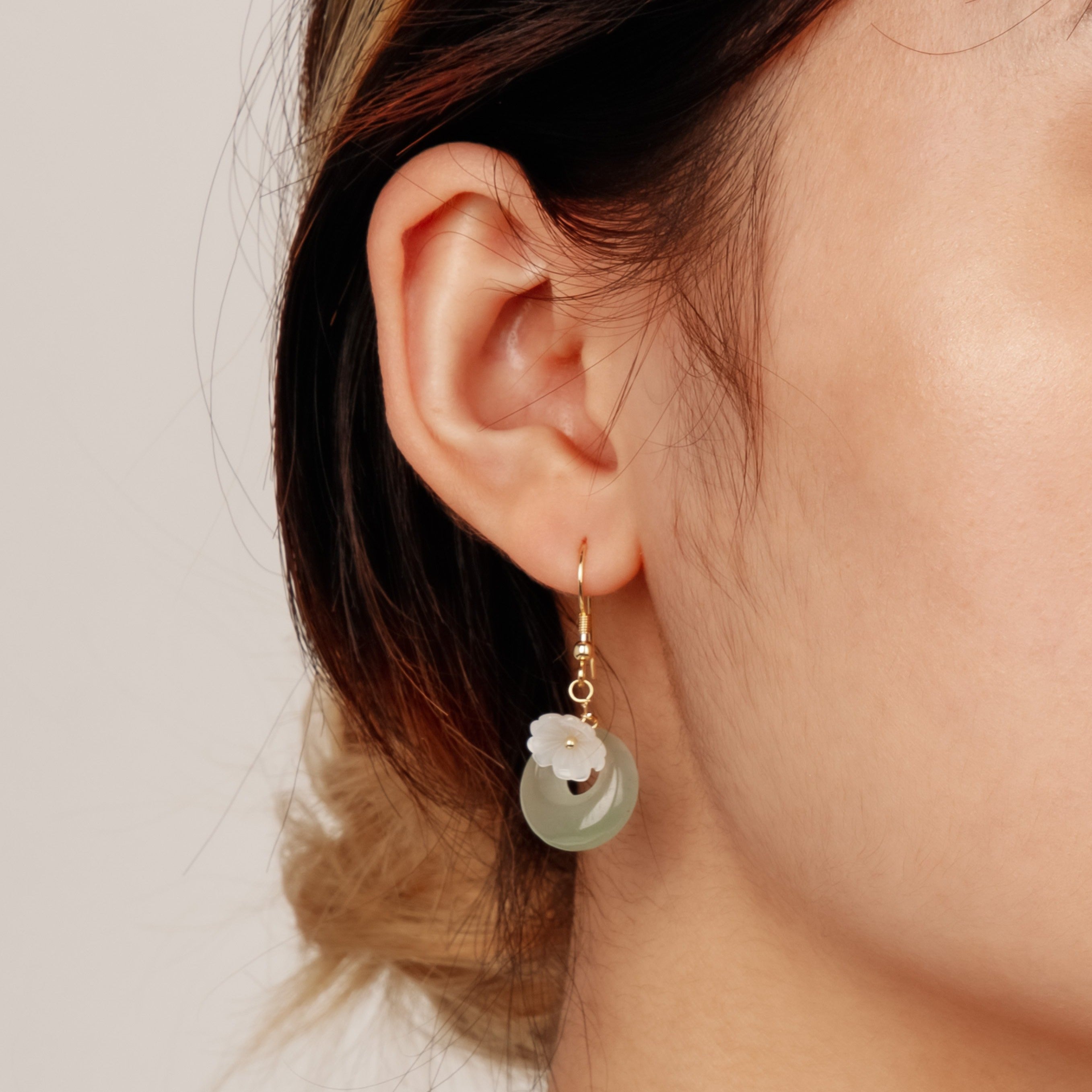 【Aventurine】Jade Circle Earrings