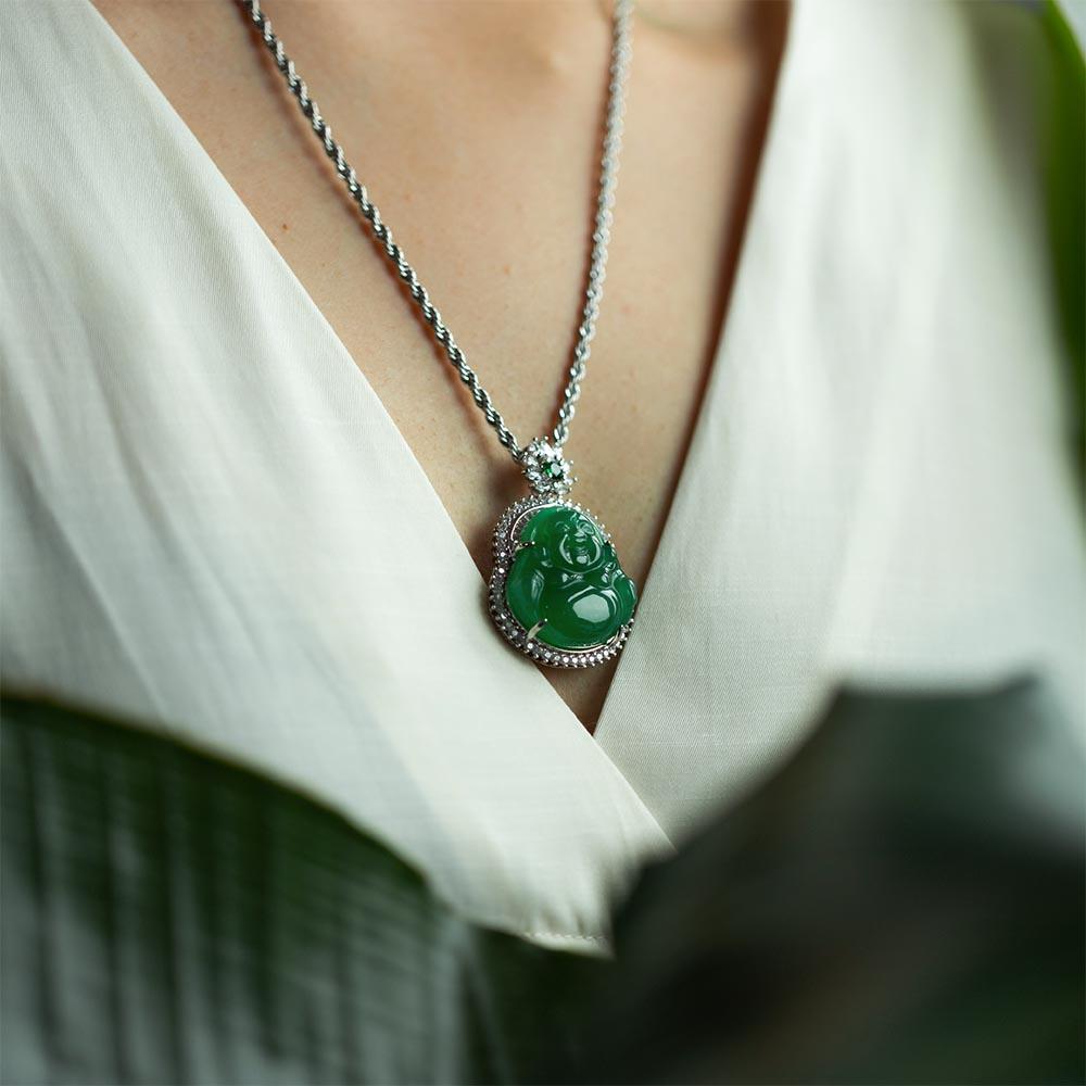 【Chalcedony】Maitreya Buddha Jade Necklace