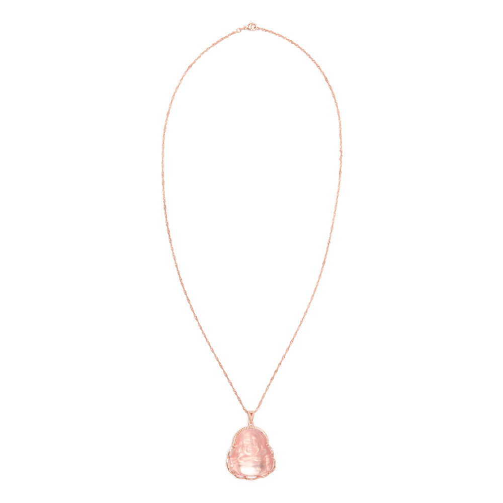 Buddha Pink Quartz Necklace