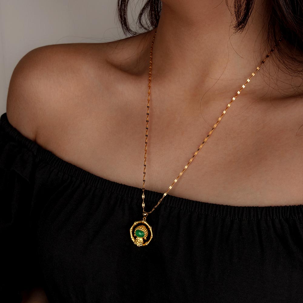 【Agate】Mini Buddha Natural Jade Necklace