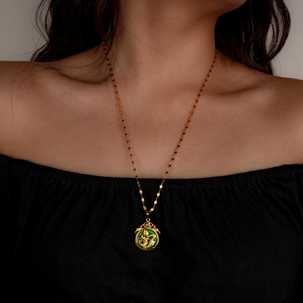 【Agate】Dragon Jade Circle Necklace