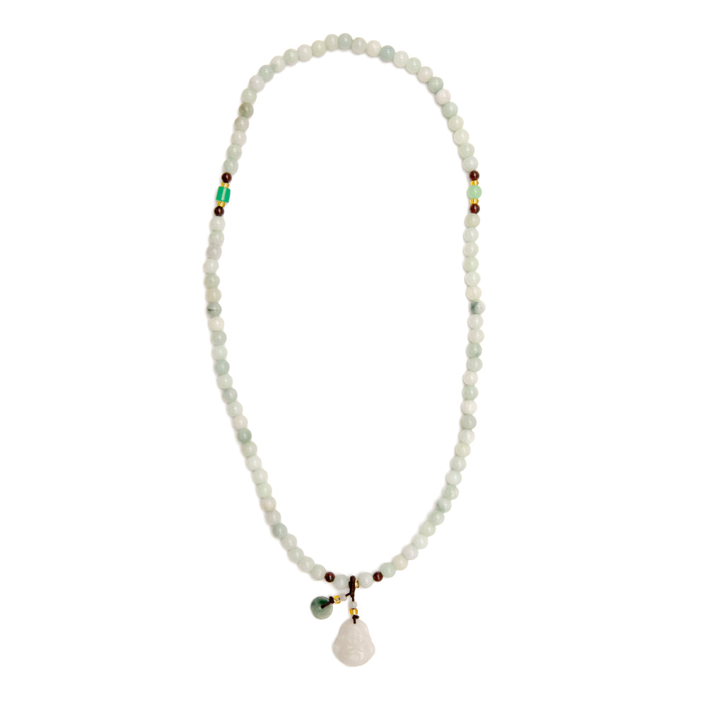 【Quartzite Jade】Beaded Buddha Jade Necklace