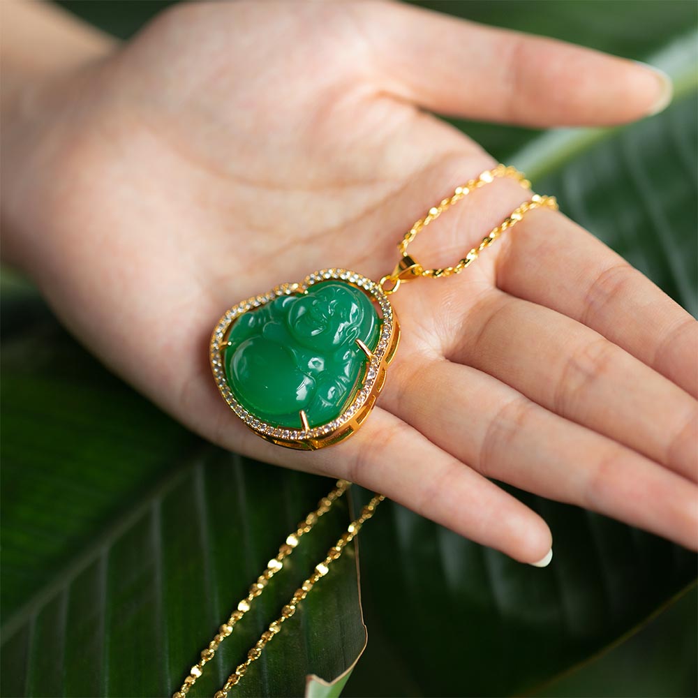 【Agate】Maitreya Buddha Natural Jade Necklace