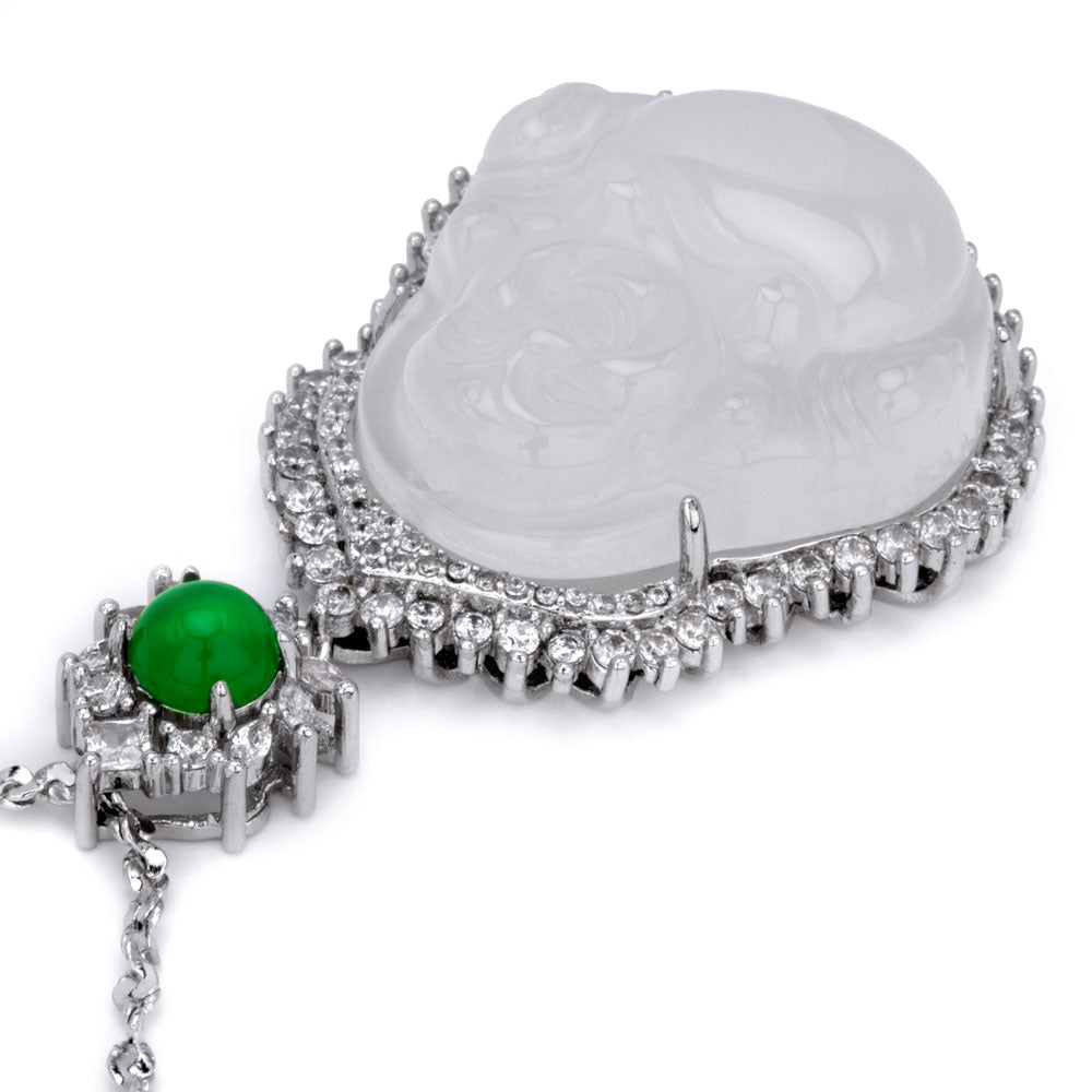 【Agate】Maitreya Buddha White Jade Necklace