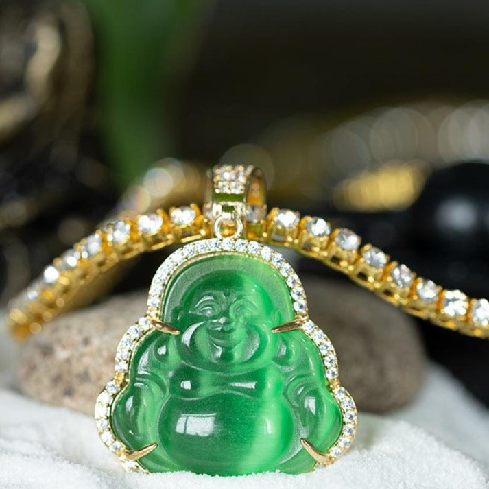 【Opal】Maitreya Buddha Cat Eye Necklace