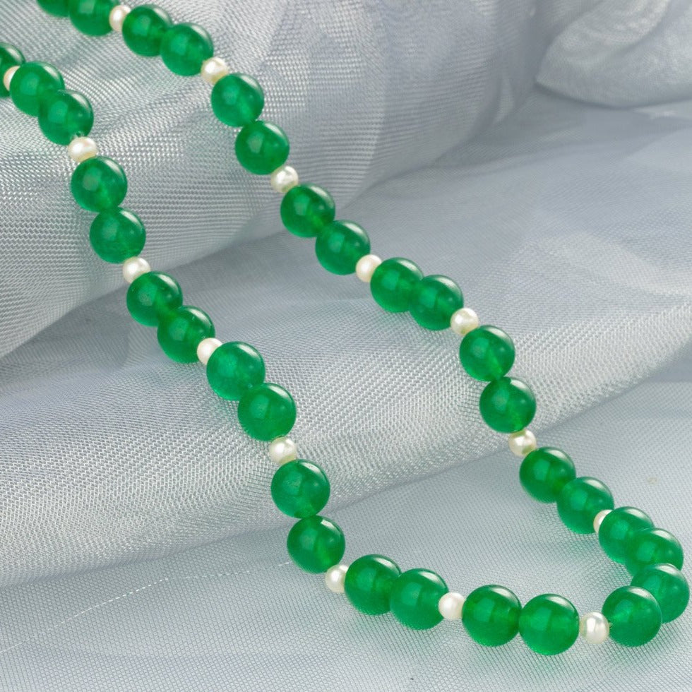 【Chrysoprase】S925 Silver Pearl Agate Necklace