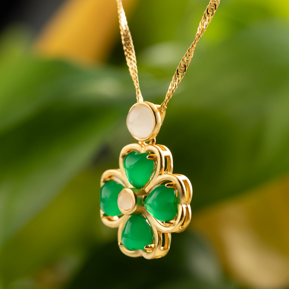 【Quartzite Jade】Lucky Clover Necklace