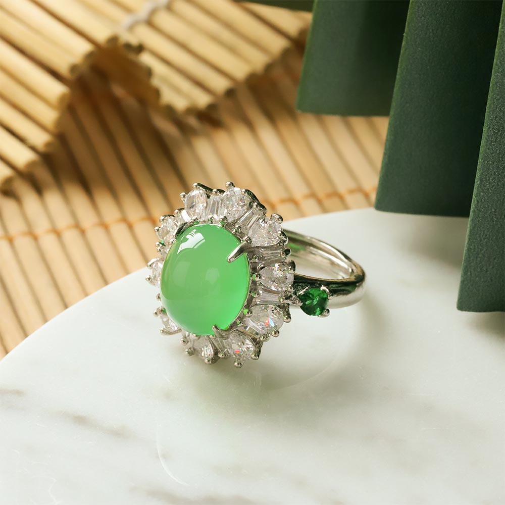 【Agate】Floral Natural Jade Ring