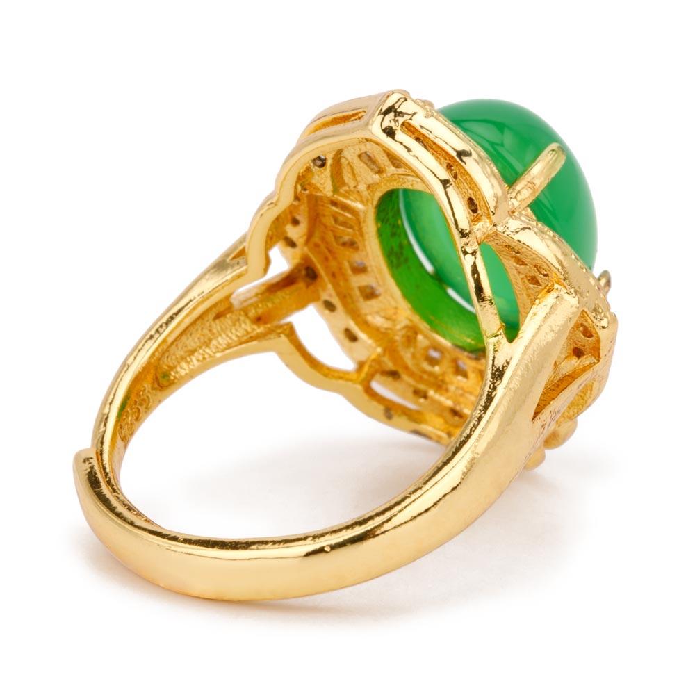 【Agate】Floral Green Natural Jade Ring