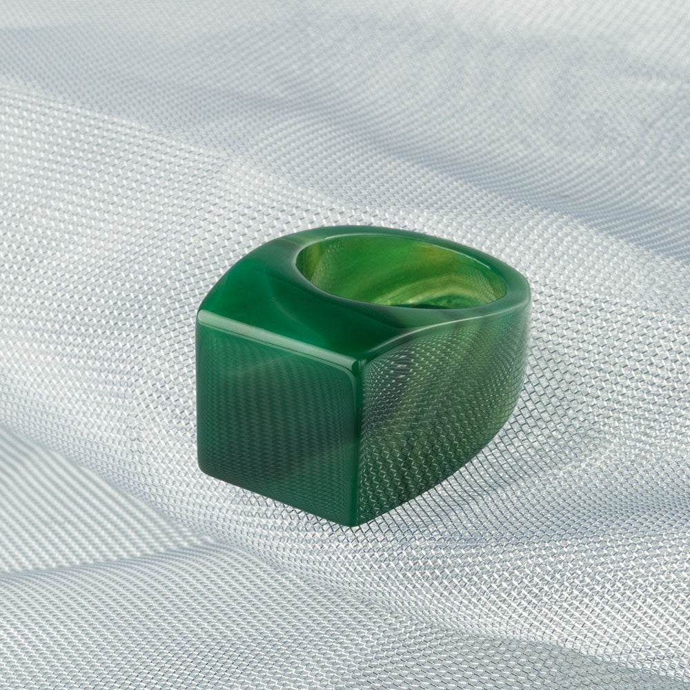【Agate】Square Jade Ring Band