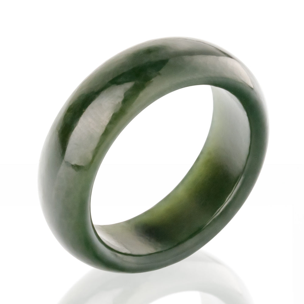 【Hetian Jade】Jade Ring Band Celadonish Jade Ring