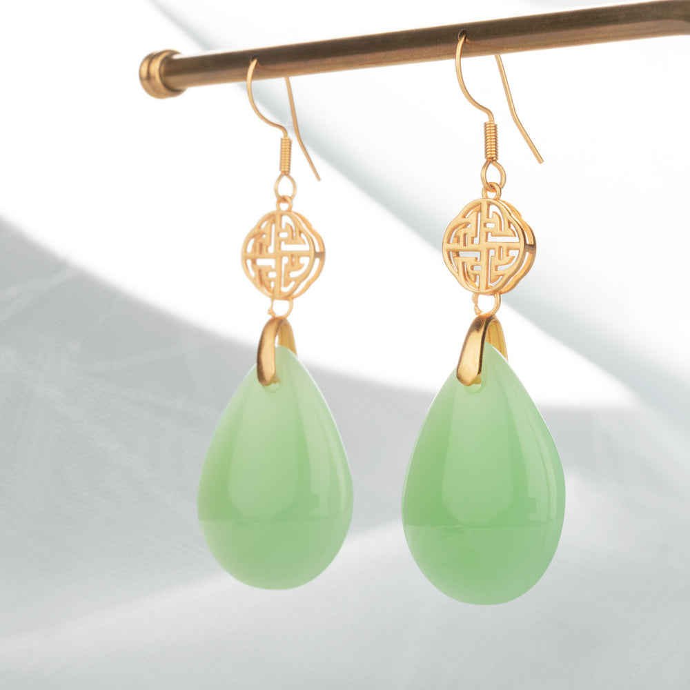 【Quartzite Jade】Drop-Shaped Earrings
