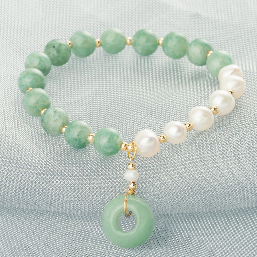 【Aventurine】Jade Circle Pearl Bracelet