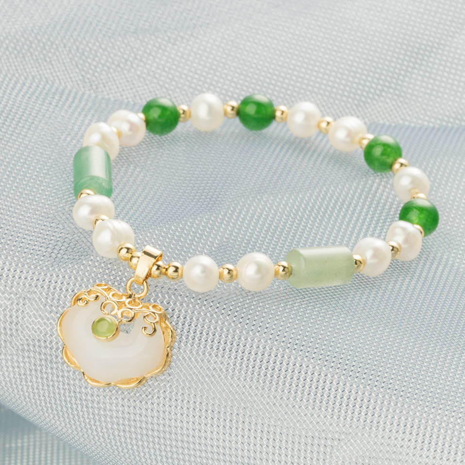 【Aventurine】Lock of Wealth Jade Pearl Bracelet