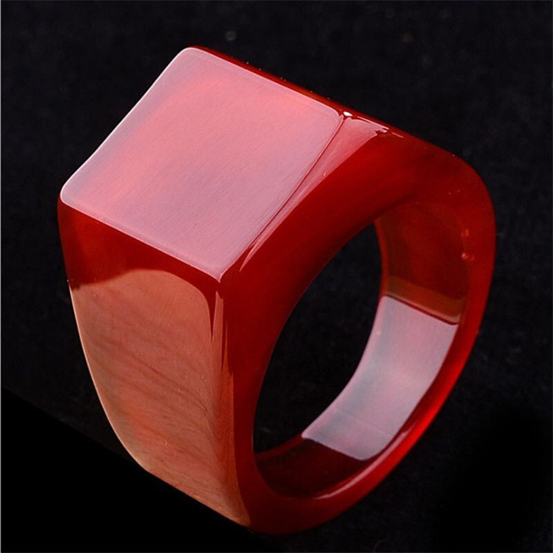 【Agate】Square Jade Ring Band