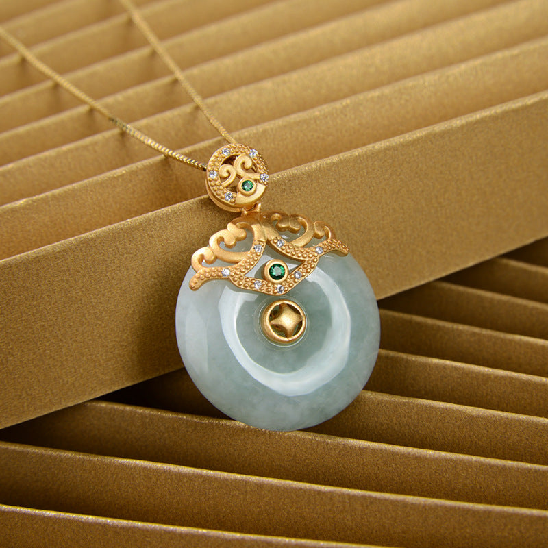 【Jadeite】S925 Silver Round Circle Jade Necklace