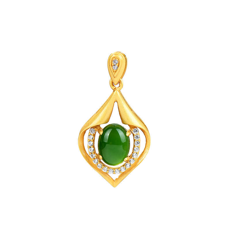 【Hetian Jade】S925 Silver Green Hetian Jade Necklace