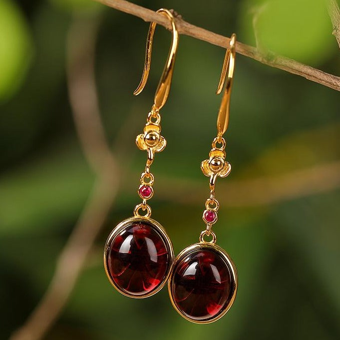 Antique Design Blood Amber Earrings