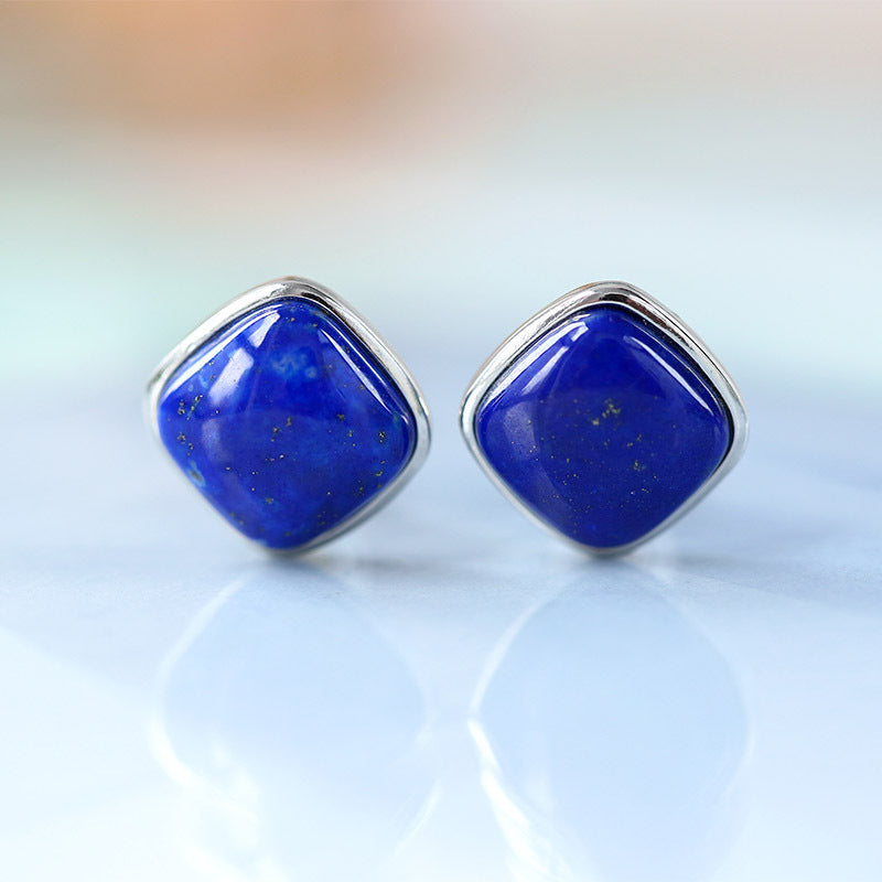 【Lapis Lazuli】S925 Silver Rhombus Earrings