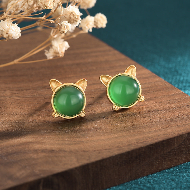 Green Agate Round Earrings