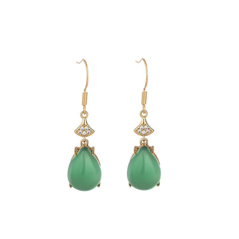 Green Agate Water Drop Earrings
