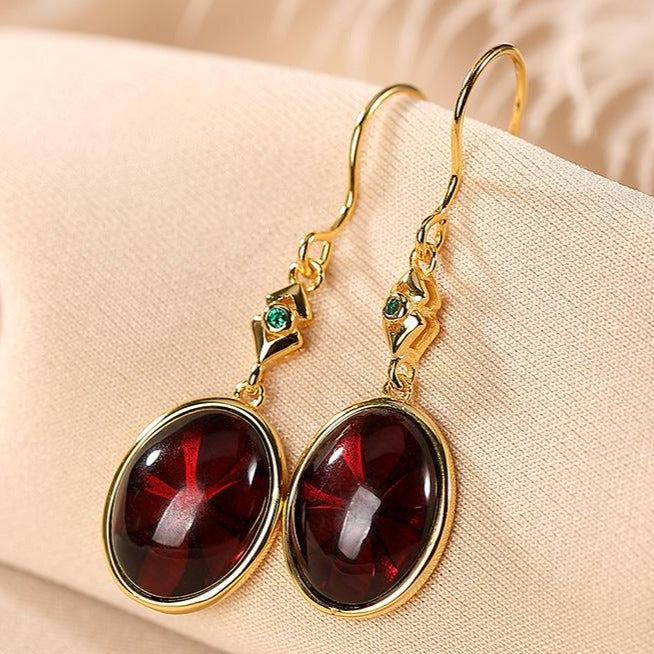 Simple Blood Amber Earrings