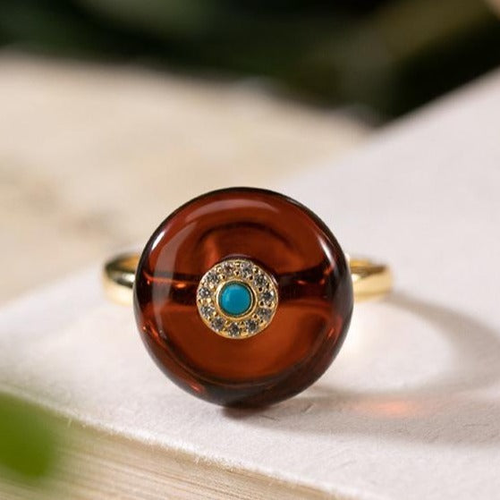 Round Blood Amber Ring
