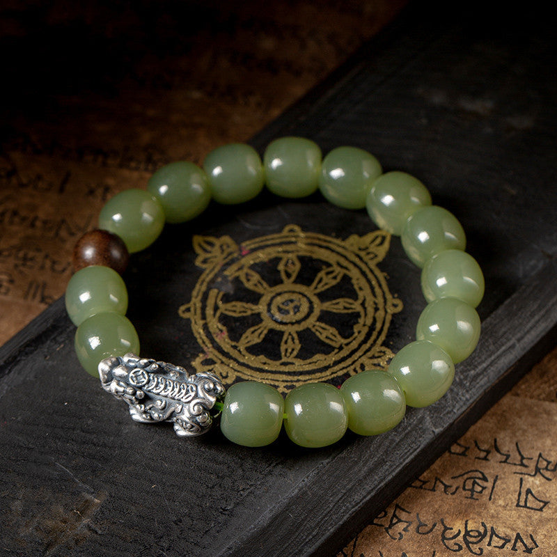 【Hetian Jade】Celadonish Jade Pi Xiu Bracelet